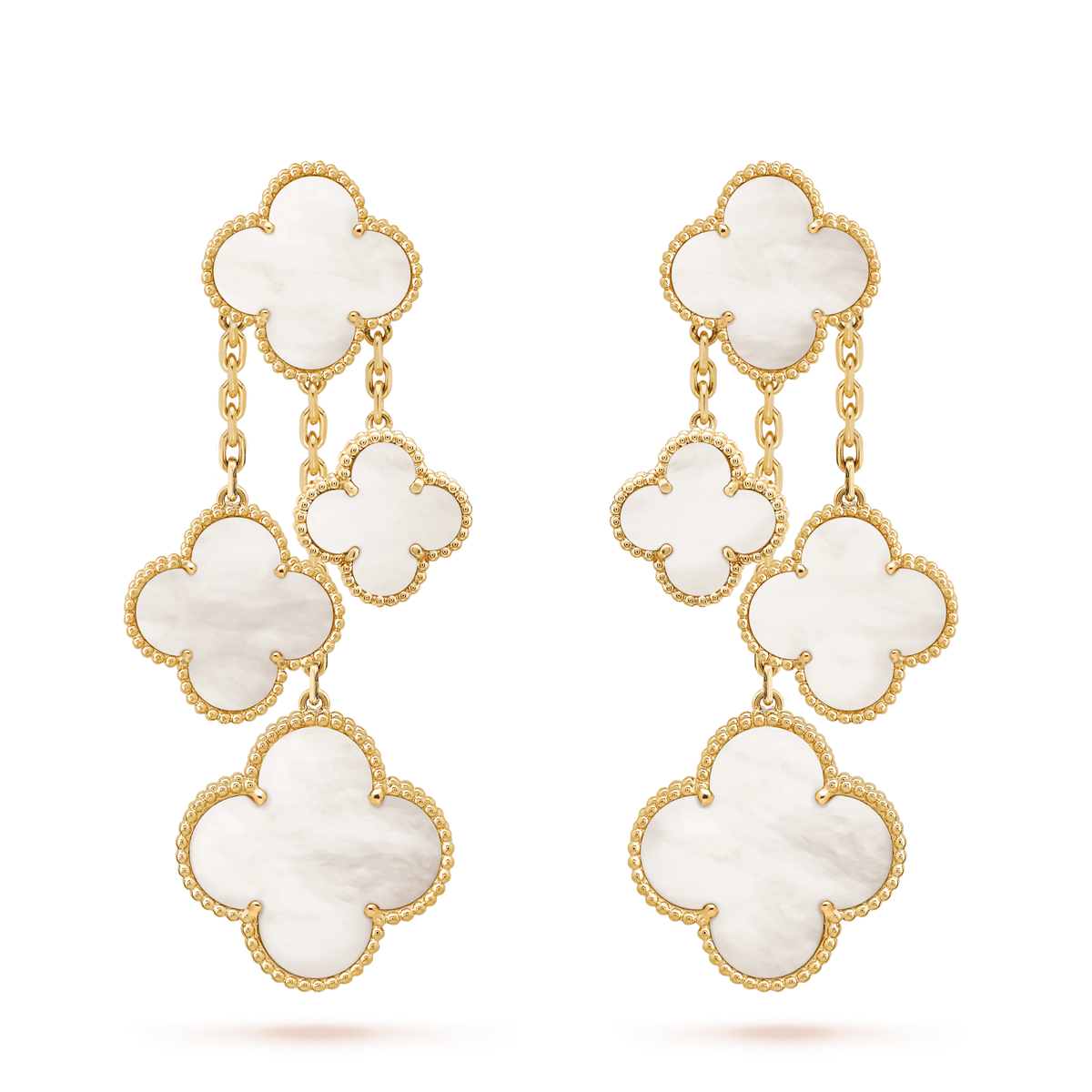 [⭐Reverie Jewels]CLOVER EARRINGS WHITE MOP 4 MOTIFS GOLD
