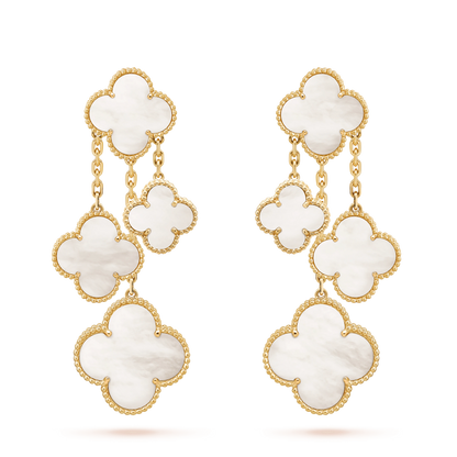 [⭐Reverie Jewels]CLOVER EARRINGS WHITE MOP 4 MOTIFS GOLD