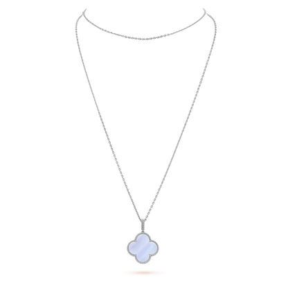 [⭐Reverie Jewels]CLOVER SILVER CHALCEDONY BIG CLOVER NECKLACE