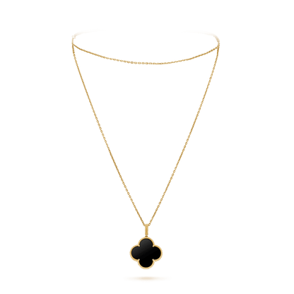 [⭐Reverie Jewels]CLOVER 25MM GOLD ONYX BIG CLOVER NECKLACE