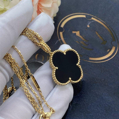[⭐Reverie Jewels]CLOVER 25MM GOLD ONYX BIG CLOVER NECKLACE