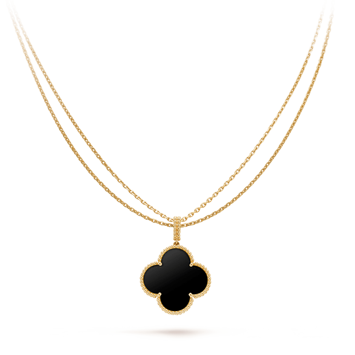 [⭐Reverie Jewels]CLOVER 25MM GOLD ONYX BIG CLOVER NECKLACE