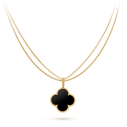 [⭐Reverie Jewels]CLOVER 25MM GOLD ONYX BIG CLOVER NECKLACE