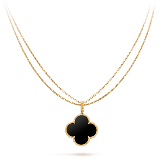 [⭐Reverie Jewels]CLOVER 25MM GOLD ONYX BIG CLOVER NECKLACE
