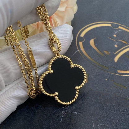 [⭐Reverie Jewels]CLOVER 25MM GOLD ONYX BIG CLOVER NECKLACE
