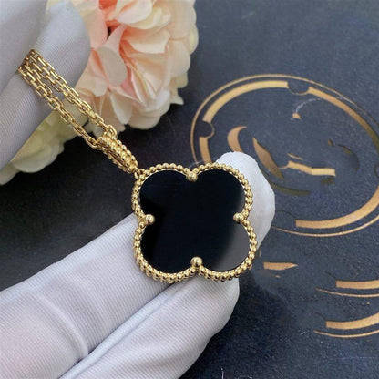 [⭐Reverie Jewels]CLOVER 25MM GOLD ONYX BIG CLOVER NECKLACE