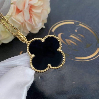 [⭐Reverie Jewels]CLOVER 25MM GOLD ONYX BIG CLOVER NECKLACE