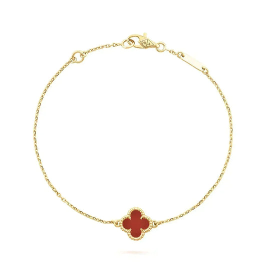 [⭐Reverie Jewels]CLOVER  CARNELIAN SINGLE FLOWER BRACELET
