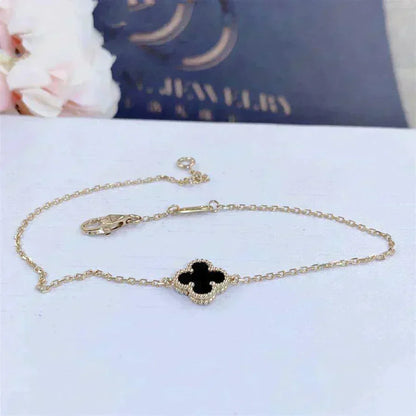 [⭐Reverie Jewels]CLOVER ONYX SINGLE FLOWER BRACELET