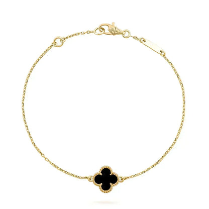 [⭐Reverie Jewels]CLOVER ONYX SINGLE FLOWER BRACELET