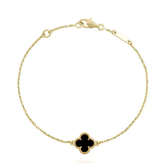 [⭐Reverie Jewels]CLOVER ONYX SINGLE FLOWER BRACELET