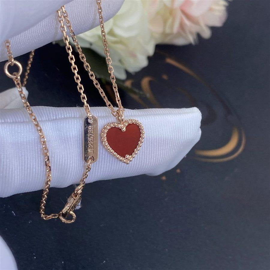 [⭐Reverie Jewels]SWEET CLOVER CARNELIAN HEART NECKLACE