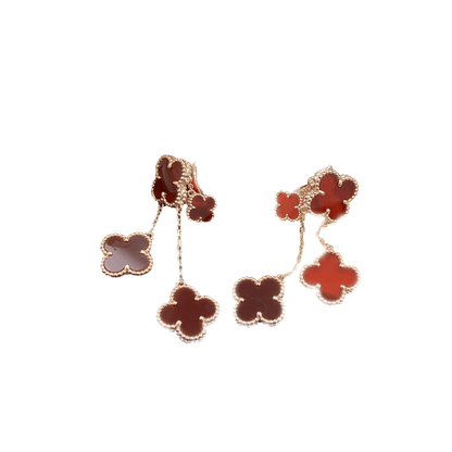 [⭐Reverie Jewels]CLOVER EARRINGS CARNELIAN 4 MOTIFS PINK GOLD