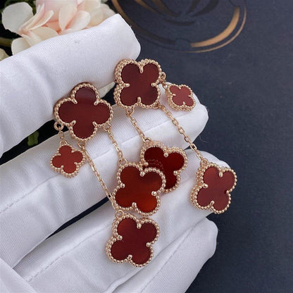 [⭐Reverie Jewels]CLOVER EARRINGS CARNELIAN 4 MOTIFS PINK GOLD
