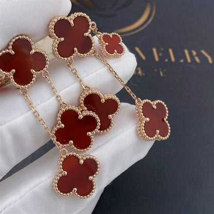 [⭐Reverie Jewels]CLOVER EARRINGS CARNELIAN 4 MOTIFS PINK GOLD