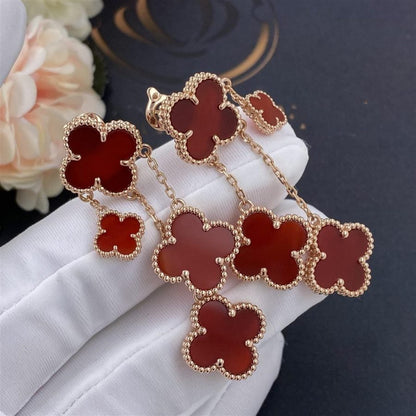 [⭐Reverie Jewels]CLOVER EARRINGS CARNELIAN 4 MOTIFS PINK GOLD