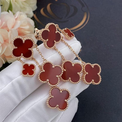 [⭐Reverie Jewels]CLOVER EARRINGS CARNELIAN 4 MOTIFS PINK GOLD