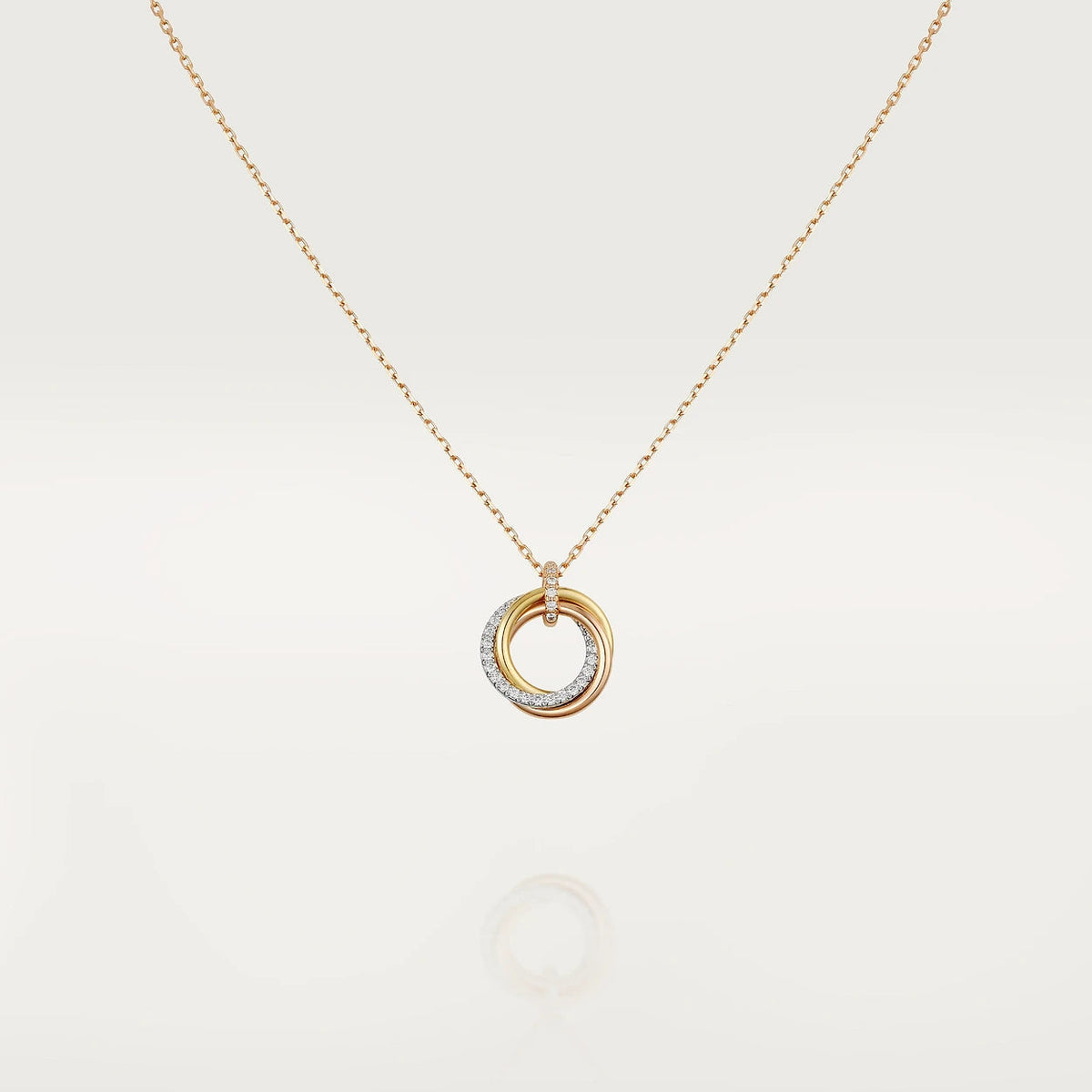 [⭐Reverie Jewels]TRINITY NECKLACE SILVER GOLD PINK GOLD DIAMONDS