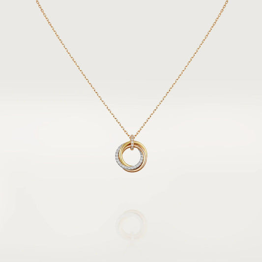 [⭐Reverie Jewels]TRINITY NECKLACE SILVER GOLD PINK GOLD DIAMONDS