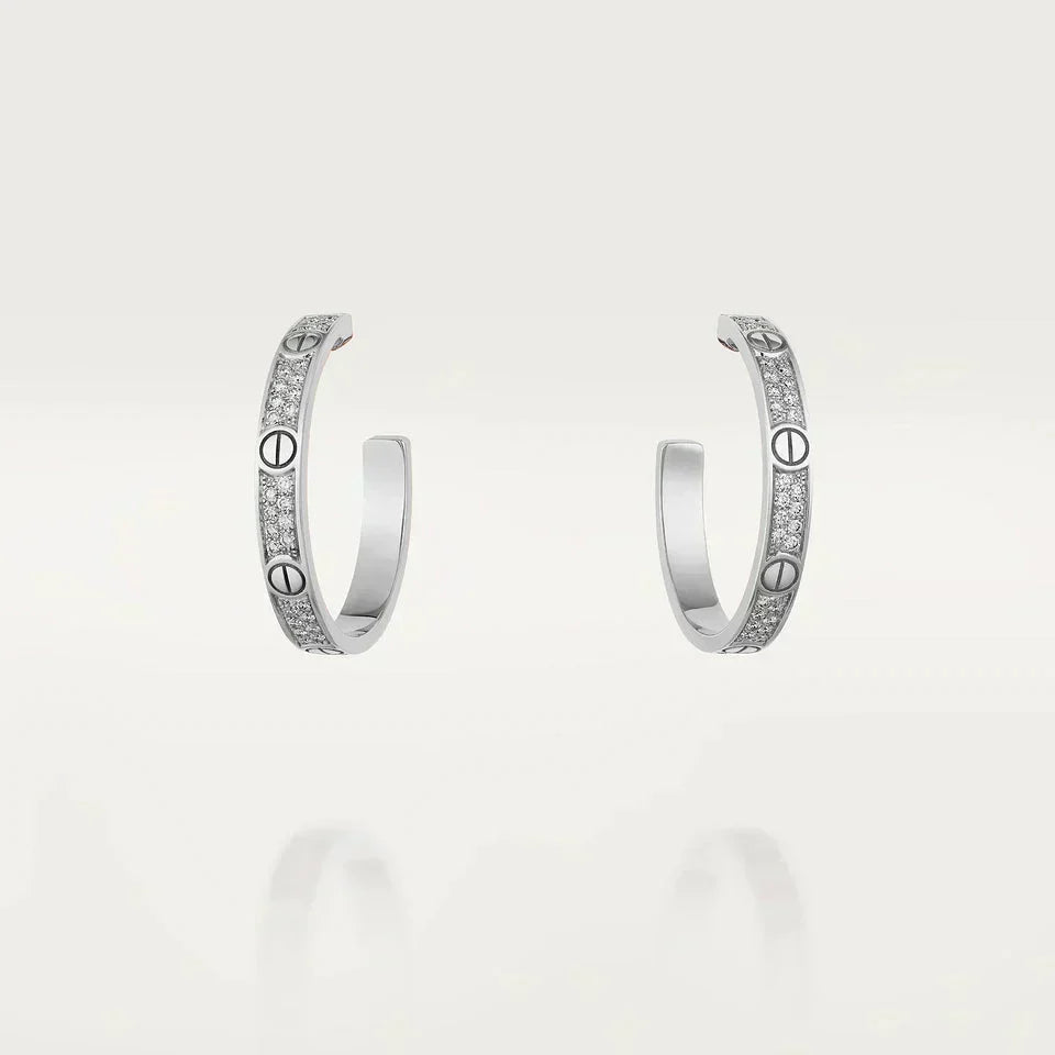 [⭐Reverie Jewels]LOVE DIAMOND SILVER HOOP EARRINGS
