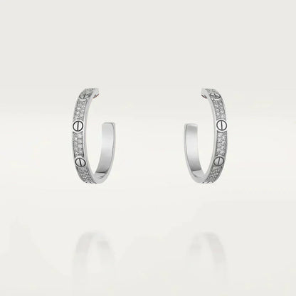[⭐Reverie Jewels]LOVE DIAMOND SILVER HOOP EARRINGS
