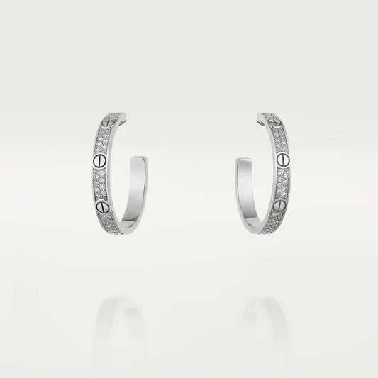 [⭐Reverie Jewels]LOVE DIAMOND SILVER HOOP EARRINGS