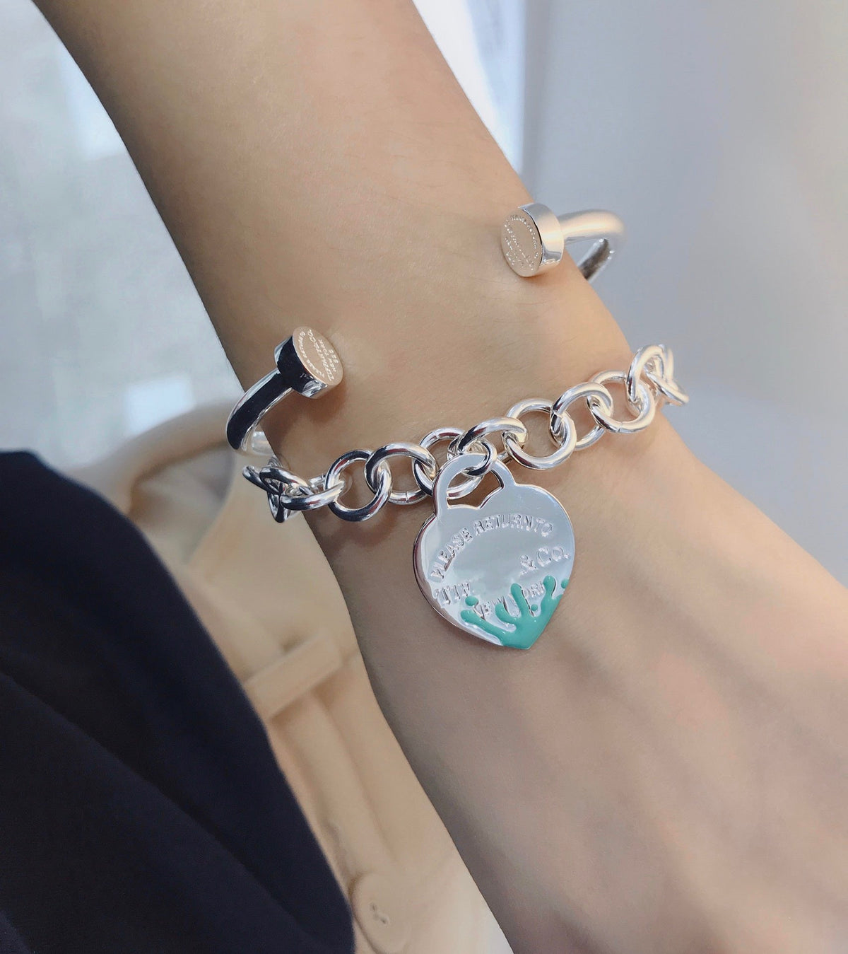 [Reverie Jewels]LOVE HEART RETURN TO TIF SILVER BRACELET