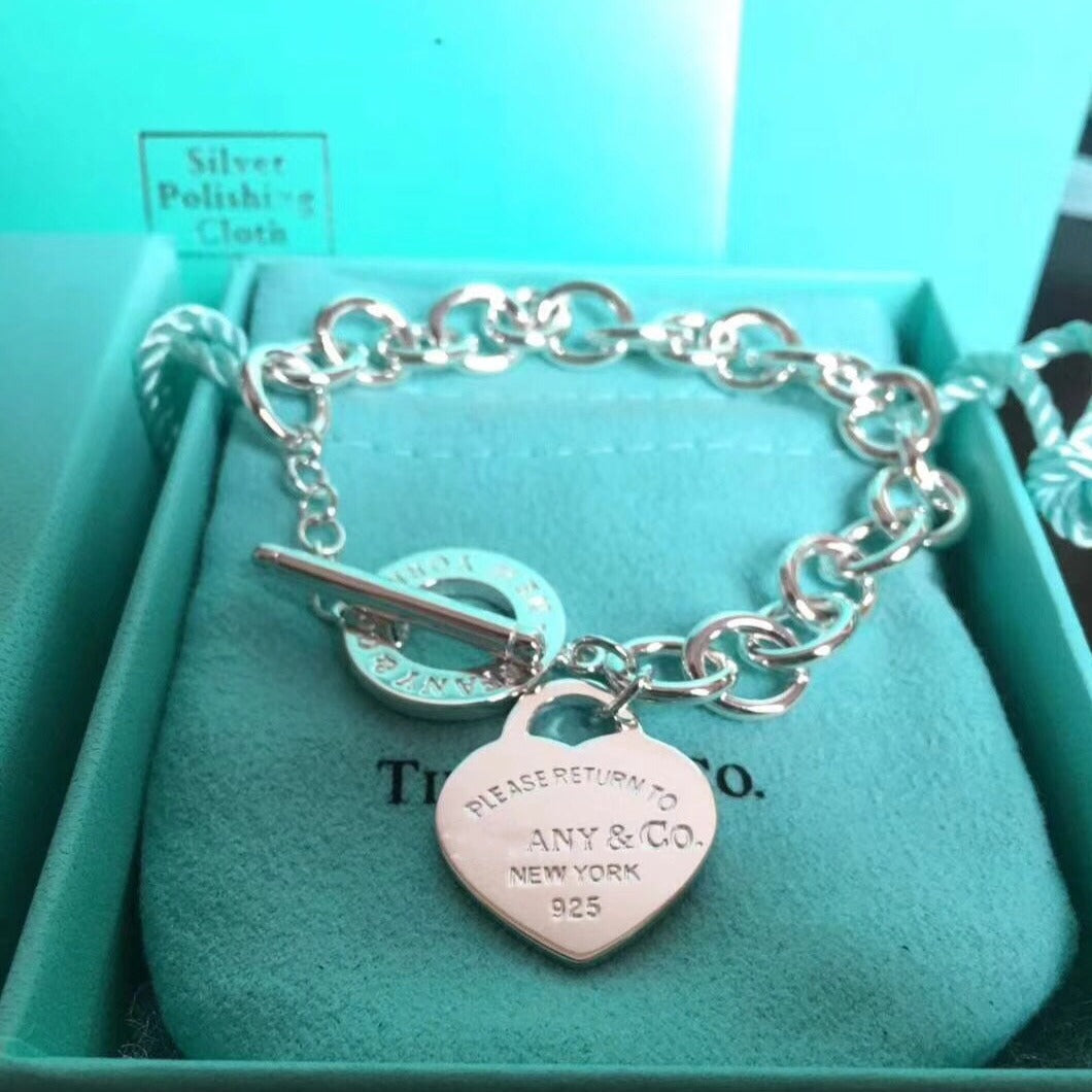 [Reverie Jewels]LOVE HEART PIN BUCKLE RETURN TO TIF SILVER BRACELET