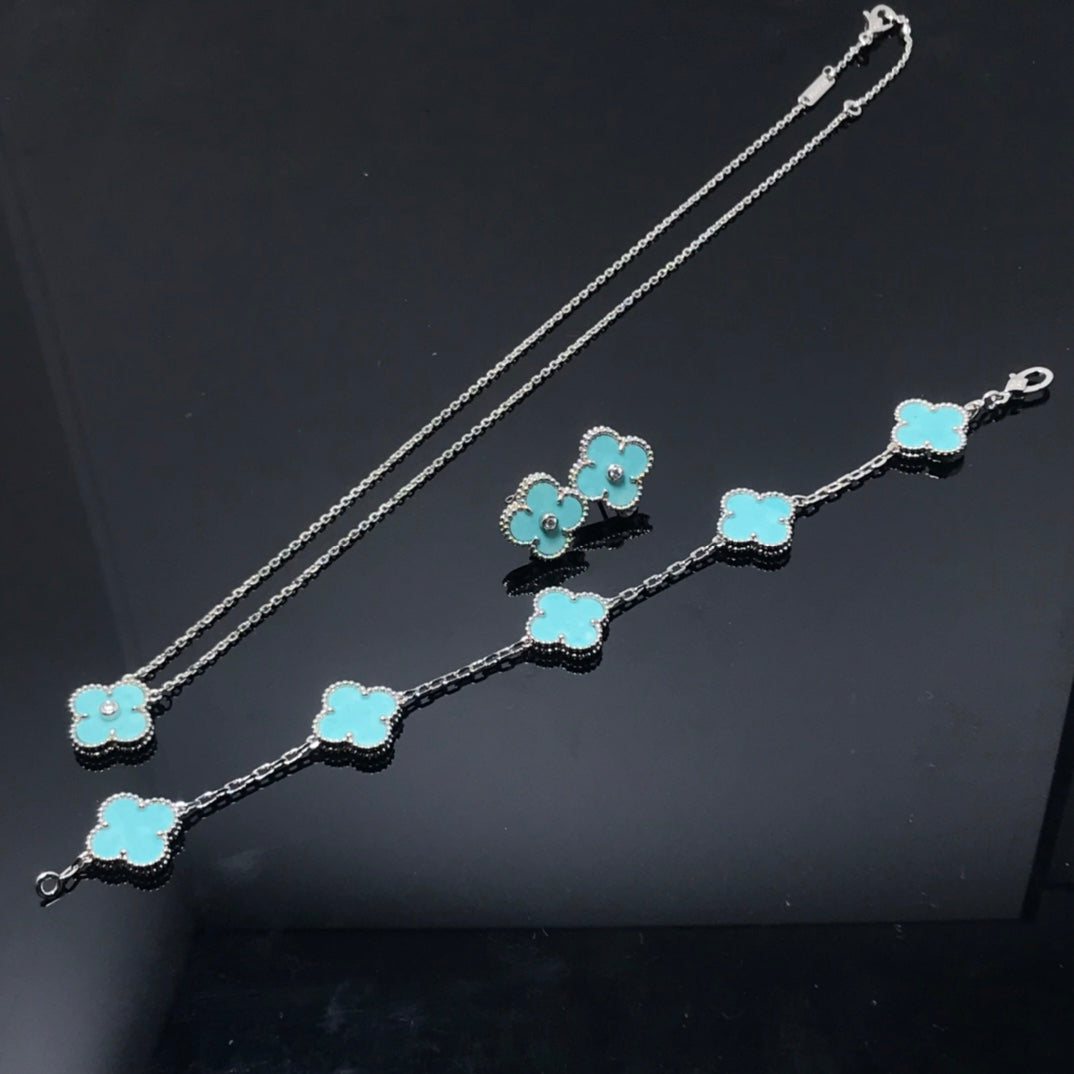 [⭐Reverie Jewels]CLOVER 1 DIAMOND BLUE SKY SILVER EARRINGS