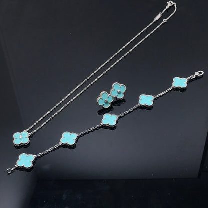 [⭐Reverie Jewels]CLOVER 1 DIAMOND BLUE SKY SILVER EARRINGS