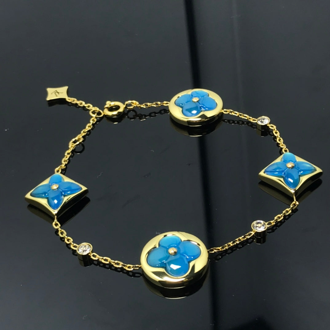[⭐Reverie Jewels]STAR AND SUN 4 MOTIF BLUE BRACELET