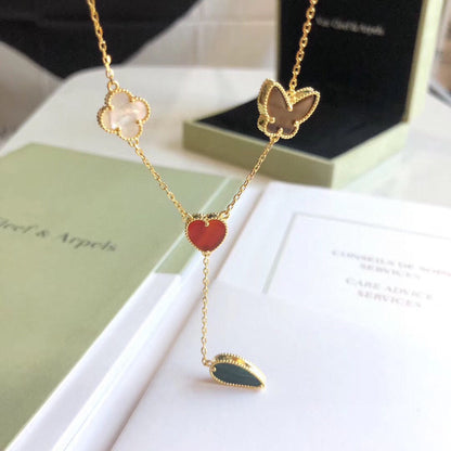 [⭐Reverie Jewels]LUCKY SPRING 4 MOTIFS ROSE GOLD NECKLACE