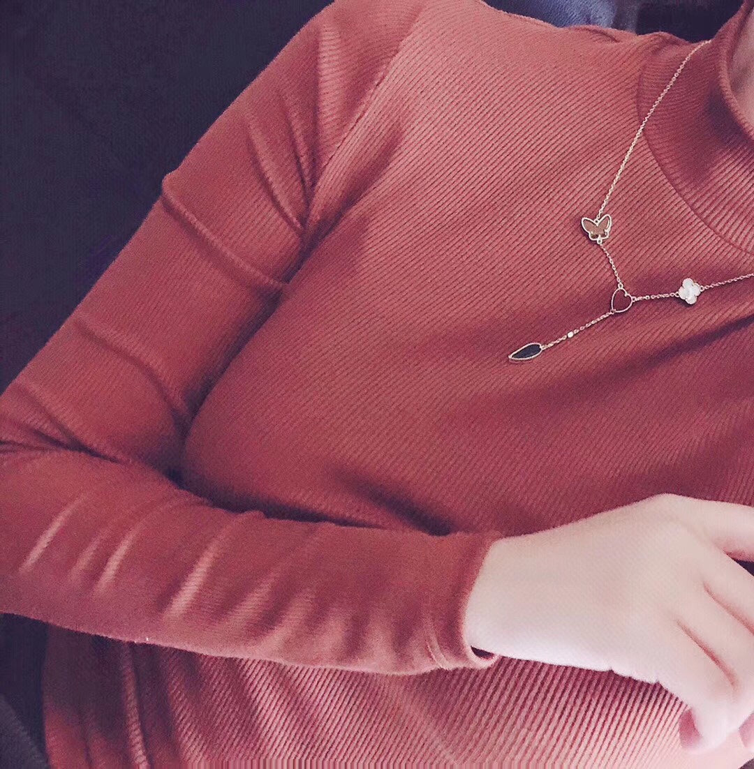 [⭐Reverie Jewels]LUCKY SPRING 4 MOTIFS ROSE GOLD NECKLACE