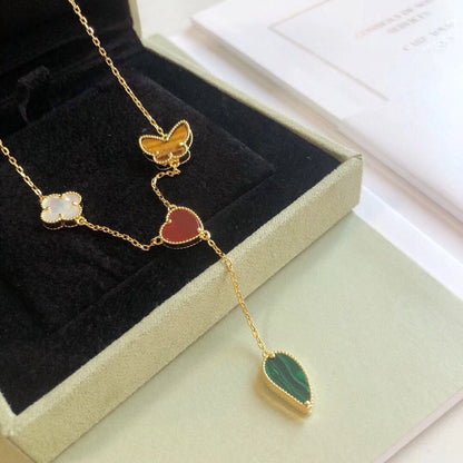 [⭐Reverie Jewels]LUCKY SPRING 4 MOTIFS ROSE GOLD NECKLACE
