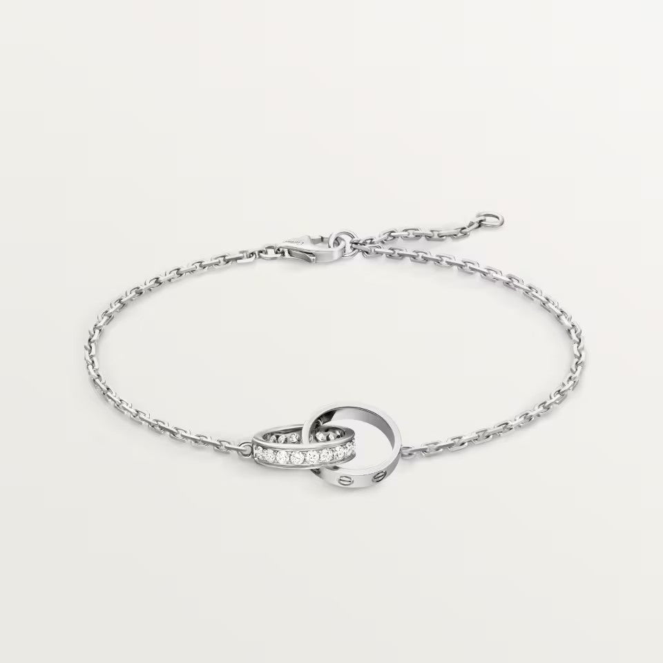 [⭐Reverie Jewels]LOVE DOUBLE RING HALF DIAMOND BRACELET
