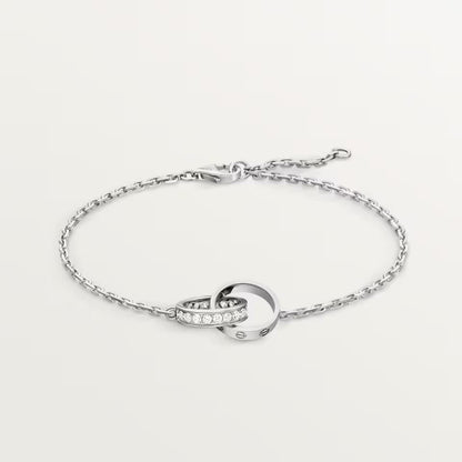 [⭐Reverie Jewels]LOVE DOUBLE RING HALF DIAMOND BRACELET
