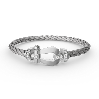 [⭐Reverie Jewels]FORCE LARGE HORSESHOE HALF DIAMOND BRACELET SILVER