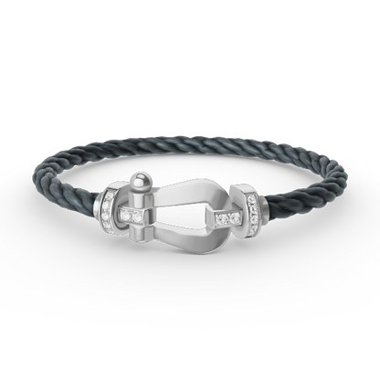 [⭐Reverie Jewels]FORCE LARGE HORSESHOE HALF DIAMOND BRACELET SILVER
