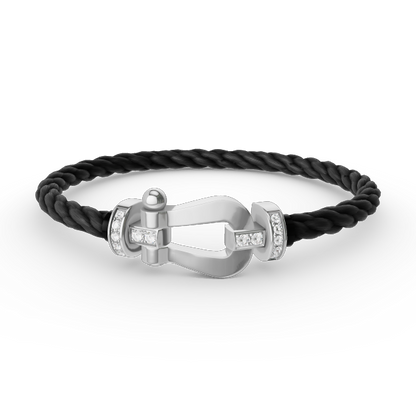 [⭐Reverie Jewels]FORCE LARGE HORSESHOE HALF DIAMOND BRACELET SILVER