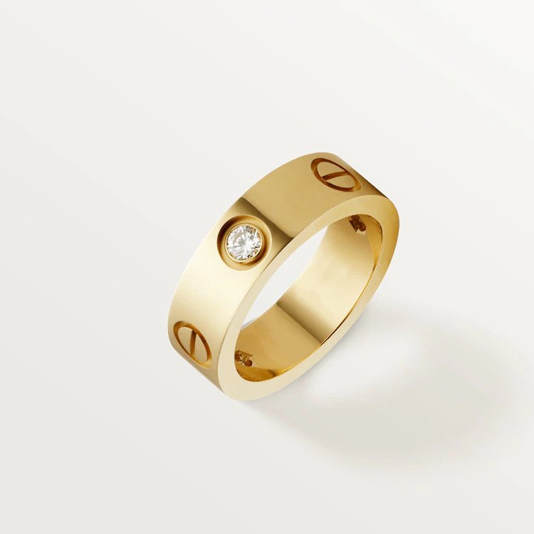 [⭐Reverie Jewels]LOVE RING 5.5MM 3 DIAMONDS PINK GOLD