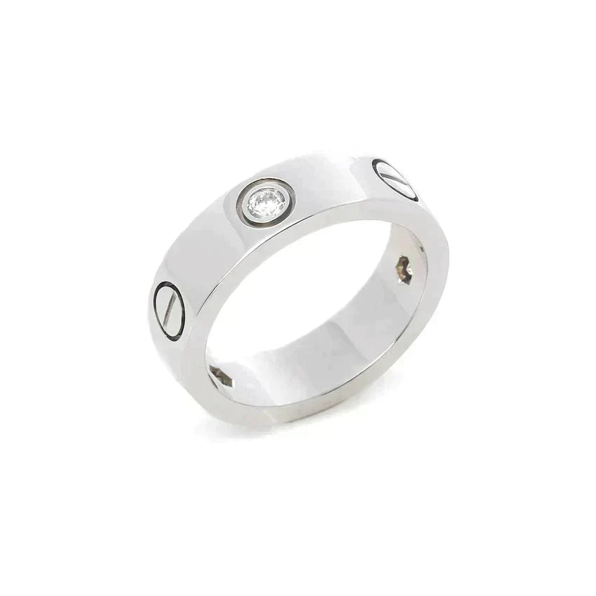 [⭐Reverie Jewels]LOVE RING 5.5MM 3 DIAMONDS SILVER