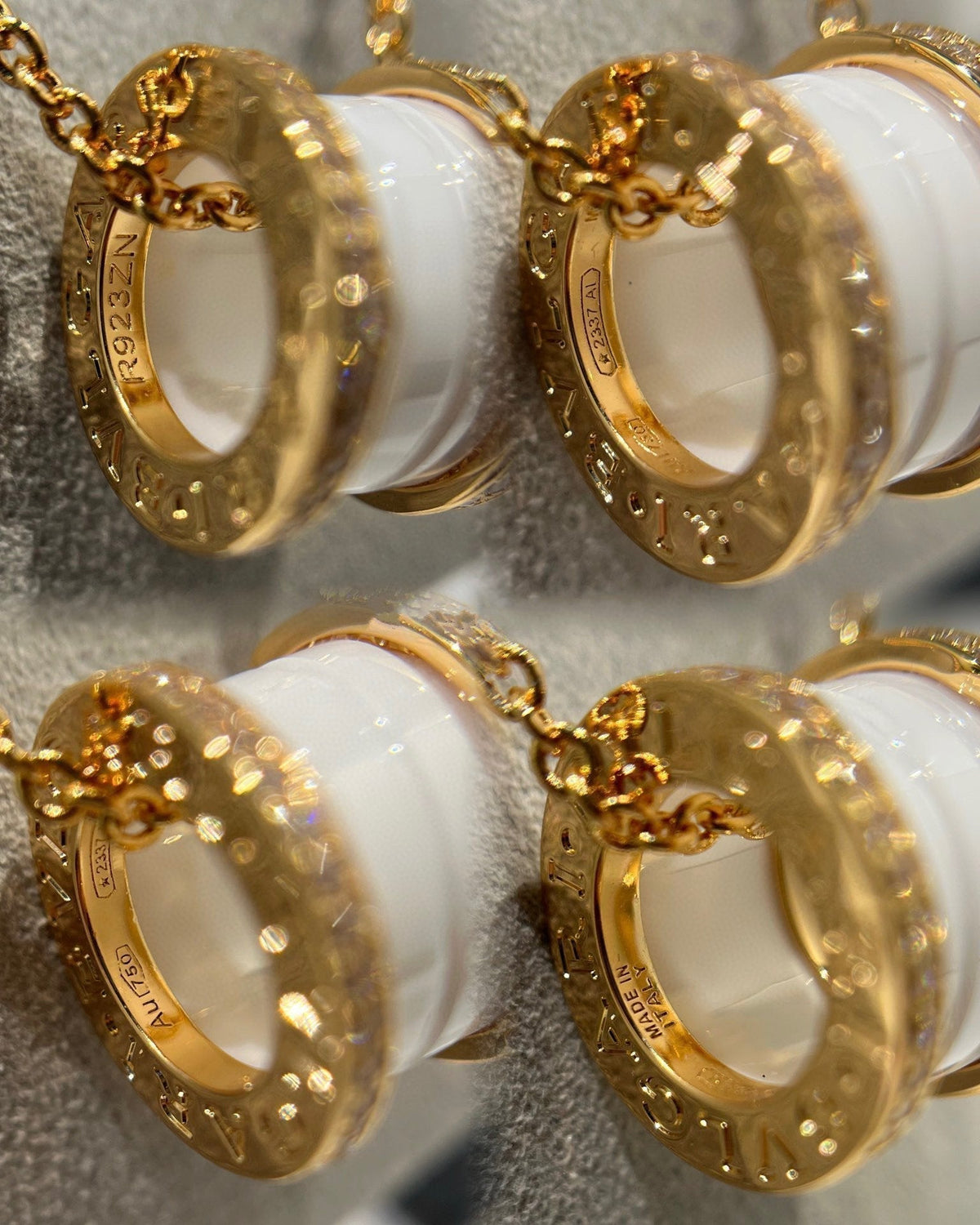 [⭐Reverie Jewels]ZERO 1 WHITE CERAMIC DIAMOND PINK GOLD NECKLACE